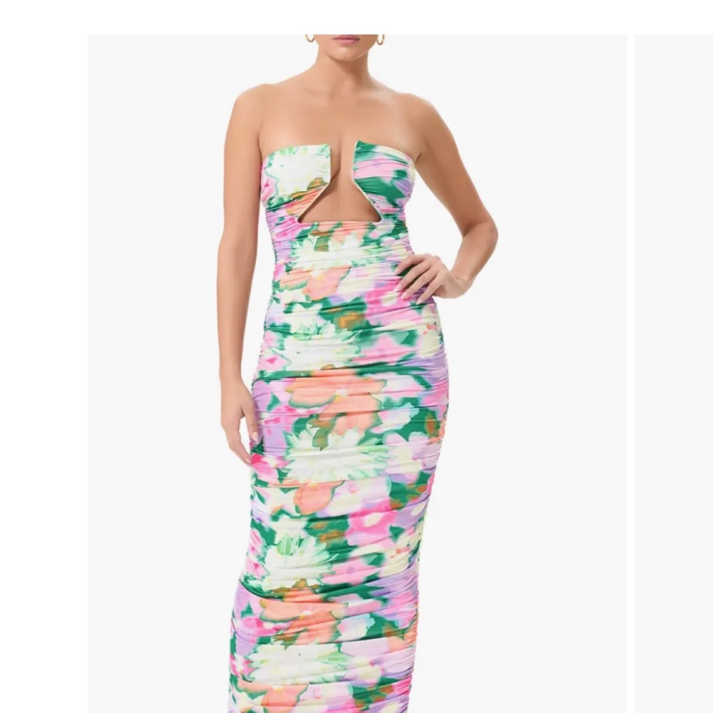 AFRM Pink and Green Patterned Dress
